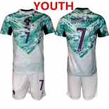 Youth Portugal Team #7 Cristiano Ronaldo Green 2026 World Cup Away Soccer Jersey Suit Youth Portugal Team #7 Cristiano Ronaldo Green 2026 World Cup Away Soccer Jersey Suit
