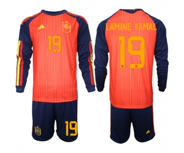 Men's Spain #19 FERMIN National Team FIFA x World Cup 2026 Long Sleeve Home Red On Field Jerseys