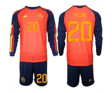 Men's Spain #20 PEDRI National Team FIFA x World Cup 2026 Long Sleeve Home Red On Field Jerseys