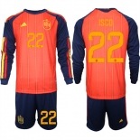 Men's Spain #22 ISCO National Team FIFA x World Cup 2026 Long Sleeve Home Red On Field Jerseys Men's Spain #22 ISCO National Team FIFA x World Cup 2026 Long Sleeve Home Red On Field Jerseys