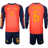Men's Spain #6 A.INIESTA National Team FIFA x World Cup 2026 Long Sleeve Home Red On Field Jerseys