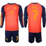 Men's Spain #7 RAUL National Team FIFA x World Cup 2026 Long Sleeve Home Red On Field Jerseys Men's Spain #7 RAUL National Team FIFA x World Cup 2026 Long Sleeve Home Red On Field Jerseys
