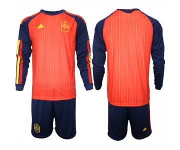 Men's Spain Blank National Team FIFA x World Cup 2026 Long Sleeve Home Red On Field Jerseys
