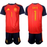 Men's Spain Team #1 David Raya 2025-26 Red Home Soccer Jersey Suit