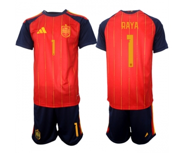 Men's Spain Team #1 David Raya 2025-26 Red Home Soccer Jersey Suit