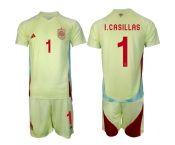 Men's Spain Team #1 Iker Casillas 2024-25 Yellow Away Soccer Jersey Suit