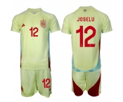 Men's Spain Team #12 Joselu 2024-25 Yellow Away Soccer Jersey Suit