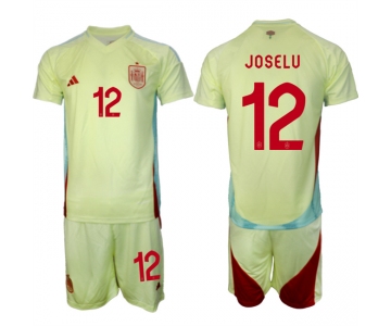 Men's Spain Team #12 Joselu 2024-25 Yellow Away Soccer Jersey Suit
