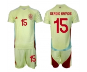 Men's Spain Team #15 Sergio Ramos 2024-25 Yellow Away Soccer Jersey Suit