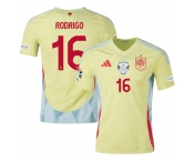 Men's Spain Team #16 Olivia Rodrigo Yellow 2024 Away Soccer Jersey