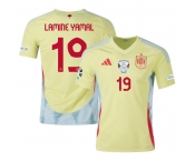 Men's Spain Team #19 Lamine Yamal Yellow 2024 Away Soccer Jersey