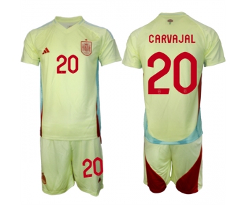 Men's Spain Team #20 Dani Carvajal 2024-25 Yellow Away Soccer Jersey Suit