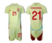 Men's Spain Team #21 Mikel Oyarzabal 2024-25 Yellow Away Soccer Jersey Suit