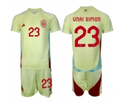 Men's Spain Team #23 Unai Simón 2024-25 Yellow Away Soccer Jersey Suit