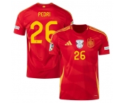 Men's Spain Team #26 Pedri Scarlet 2024 Home Soccer Jersey