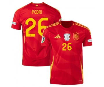 Men's Spain Team #26 Pedri Scarlet 2024 Home Soccer Jersey