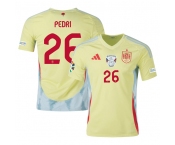 Men's Spain Team #26 Pedri Yellow 2024 Away Soccer Jersey