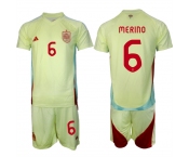 Men's Spain Team #6 Mikel Merino 2024-25 Yellow Away Soccer Jersey Suit