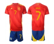 Men's Spain Team #7 Raúl 2024-25 Red Home Soccer Jersey Suit