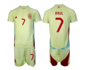 Men's Spain Team #7 Raúl 2024-25 Yellow Away Soccer Jersey Suit