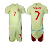 Men's Spain Team #7 álvaro Morata 2024-25 Yellow Away Soccer Jersey Suit