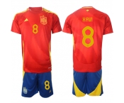 Men's Spain Team #8 Xavi 2024-25 Red Home Soccer Jersey Suit