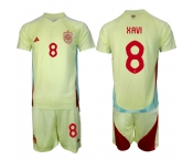 Men's Spain Team #8 Xavi 2024-25 Yellow Away Soccer Jersey Suit