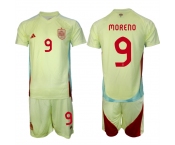 Men's Spain Team #9 Gerard Moreno 2024-25 Yellow Away Soccer Jersey Suit