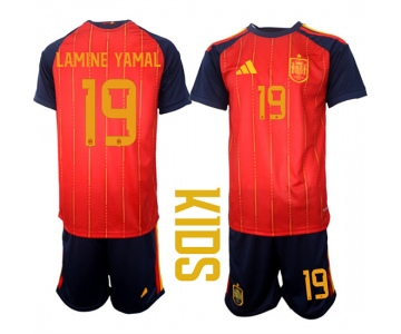 Youth Spain #19 LAMINE YAMAL National Team FIFA x World Cup 2026 Home Red On Field Kids Jerseys