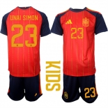 Youth Spain #23 UNAI SIMON National Team FIFA x World Cup 2026 Home Red On Field Kids Jerseys Youth Spain #23 UNAI SIMON National Team FIFA x World Cup 2026 Home Red On Field Kids Jerseys