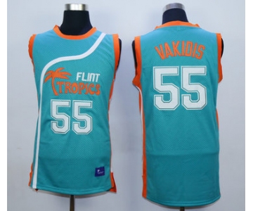 Flint Tropics 55 Vakidis Teal Semi Pro Movie Stitched Basketball Jersey