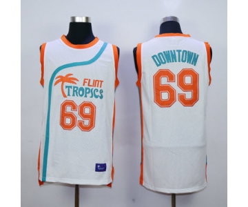 Flint Tropics 69 Downtown White Semi Pro Movie Stitched Basketball Jersey