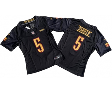 Women's Washington Commanders #5 Jayden Daniels Black 2024 F.U.S.E. Draft Stitched Jersey