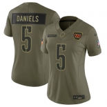 Women's Washington Commanders #5 Jayden Daniels Olive 2025 Salute to Service Limited Stitched Jersey Women's Washington Commanders #5 Jayden Daniels Olive 2025 Salute to Service Limited Stitched Jersey