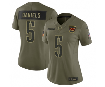 Women's Washington Commanders #5 Jayden Daniels Olive 2025 Salute to Service Limited Stitched Jersey