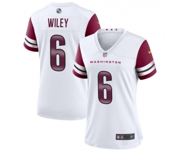 Women's Washington Commanders #6 Michael Wiley White Stitched Jersey