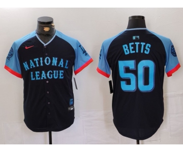 Men's Los Angeles Dodgers #50 Mookie Betts Navy 2024 All Star Limited Stitched Jersey