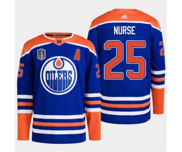 Men's Edmonton Oilers #25 Darnell Nurse Royal 2024 Stanley Cup Final Patch Stitched Jersey