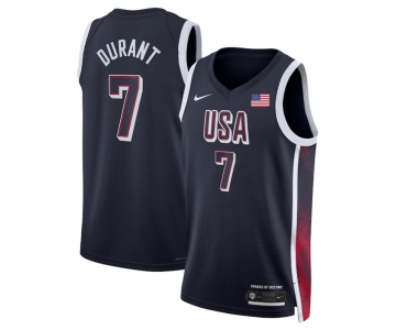 Men's USA Basketball #7 Kevin Durant Navy 2024 Swingman Stitched Jersey