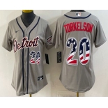Women's Detroit Tigers #20 Spencer Torkelson Grey 2026 USA 250 Fourth of July Stitched Jersey Women's Detroit Tigers #20 Spencer Torkelson Grey 2026 USA 250 Fourth of July Stitched Jersey
