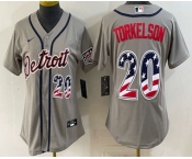 Women's Detroit Tigers #20 Spencer Torkelson Grey 2026 USA 250 Fourth of July Stitched Jersey
