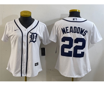 Women's Detroit Tigers #22 Parker Meadows White Cool Base Stitched Baseball Jersey