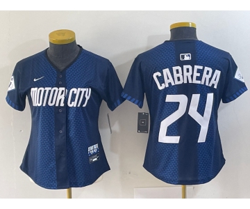 Women's Detroit Tigers #24 Miguel Cabrera Navy 2024 City Connect Cool Base Limited Stitched Jersey