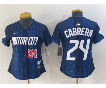 Women's Detroit Tigers #24 Miguel Cabrera Navy 2024 City Connect Cool Base Limited Stitched Jerseys