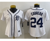 Women's Detroit Tigers #24 Miguel Cabrera White Cool Base Stitched Baseball Jersey