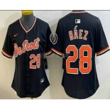 Women's Detroit Tigers #28 Javier Baez Black Stadium Jersey Women's Detroit Tigers #28 Javier Baez Black Stadium Jersey