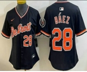 Women's Detroit Tigers #28 Javier Baez Black Stadium Jersey Women's Detroit Tigers #28 Javier Baez Black Stadium Jersey