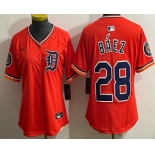Women's Detroit Tigers #28 Javier Baez Orange Limited Jersey Women's Detroit Tigers #28 Javier Baez Orange Limited Jersey