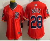 Women's Detroit Tigers #28 Javier Baez Orange Limited Jersey Women's Detroit Tigers #28 Javier Baez Orange Limited Jersey