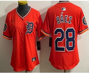 Women's Detroit Tigers #28 Javier Baez Orange Limited Jersey